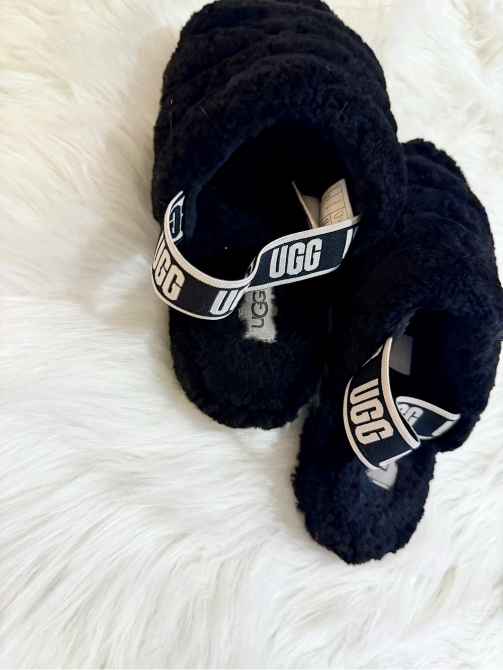 UGG Women’s Fluff Yeah Slide slippers in classic in Black - Picture 7 of 9
